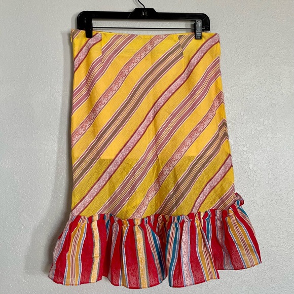 NWOT Fork Multi-color Ruffled Striped Skirt - Size 8 - Picture 5 of 5